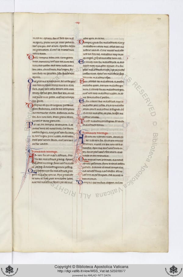 Chanson XXXVI, manuscrit A, feuillet 37r