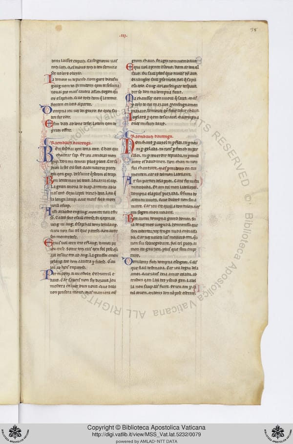Chanson XXI, manuscrit A, feuillet 38r