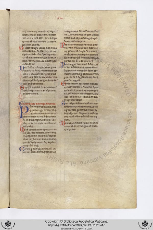 Chanson VI, manuscrit A, feuillet 208r